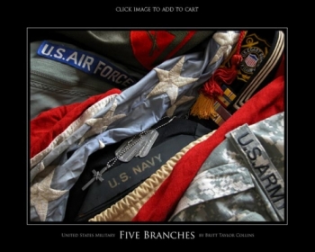 United States Military - 5 Branches - Giclee Print