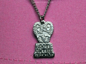 Boots on the Ground Silver Tone Necklace